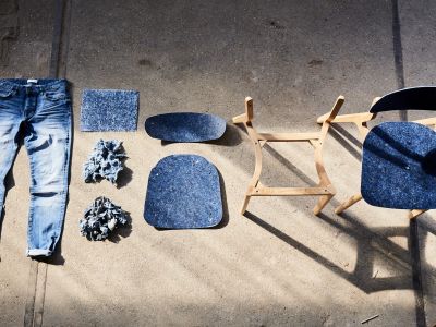 Rezign® tekstilfiner fremstillet af bl.a. gamle jeans